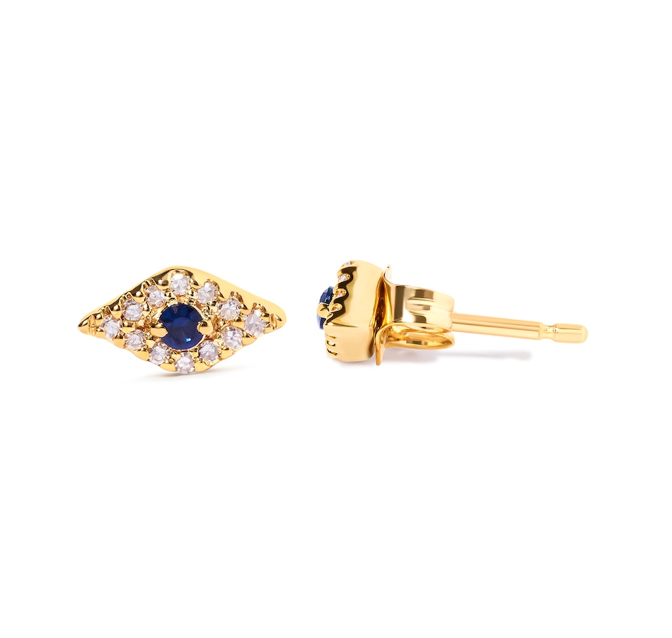 Image 881008_ALTMORE2.jpg, Product 881-008 / Price $2,228.00, 10K Yellow Gold Blue Sapphire and Diamond Accent Evil Eye Stud Earring (H-I Color, I1-I2 Clarity) from Haus of Brilliance on TSC.ca's Jewellery department