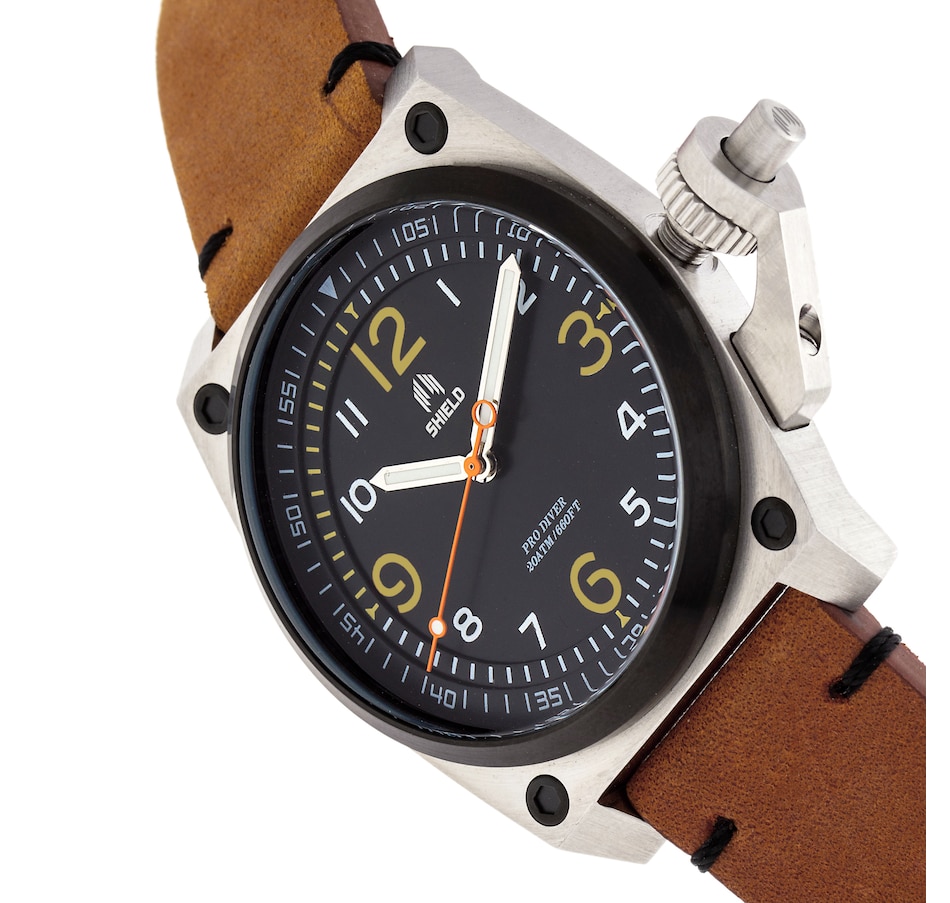Image 881189_ALTMORE8.jpg, Product 881-189 / Price $137.77, Shield Pascal Leather-Band Men's Diver Watch from Shield on TSC.ca's Jewellery department
