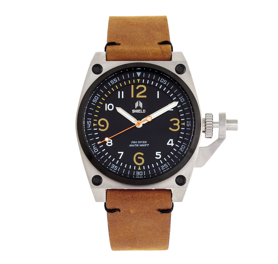 Image 881189_ST04.jpg, Product 881-189 / Price $137.77, Shield Pascal Leather-Band Men's Diver Watch from Shield on TSC.ca's Jewellery department
