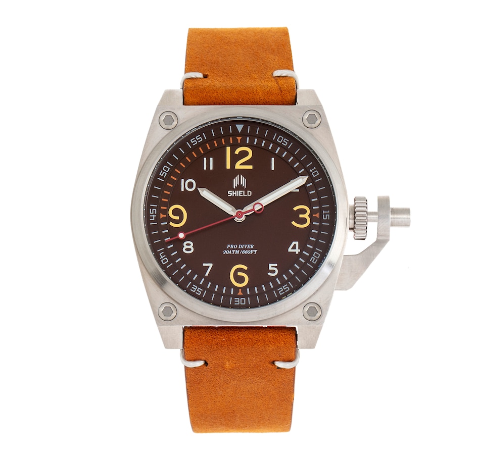 Image 881189_ST05.jpg, Product 881-189 / Price $137.77, Shield Pascal Leather-Band Men's Diver Watch from Shield on TSC.ca's Jewellery department
