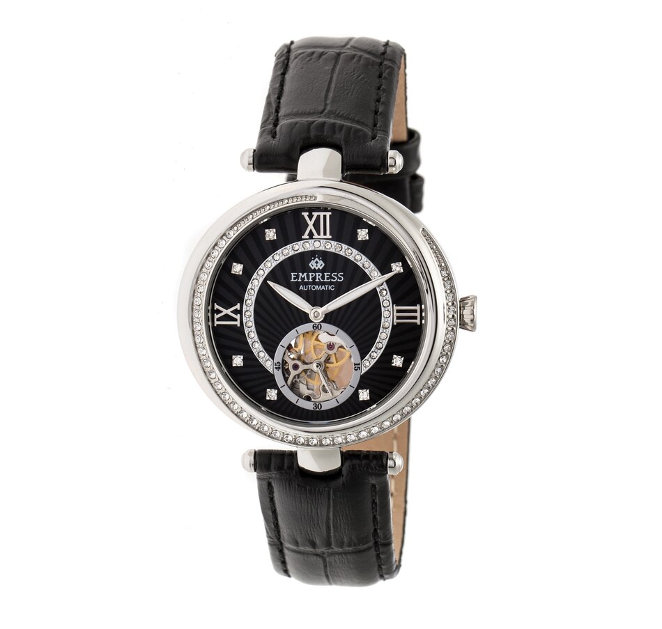 Image 881199_ST01.jpg, Product 881-199 / Price $164.44, Empress Stella Automatic Semi-Skeleton MOP Leather-Band Watch from Empress on TSC.ca's Jewellery department