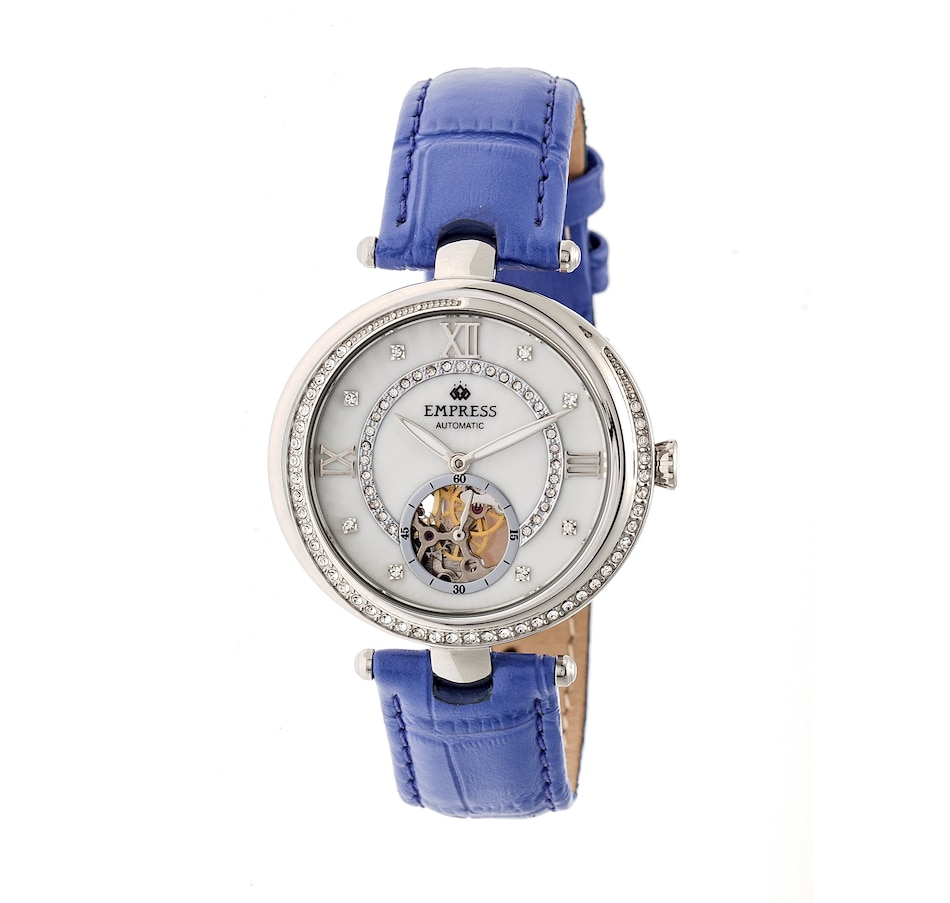 Image 881199_ST03.jpg, Product 881-199 / Price $164.44, Empress Stella Automatic Semi-Skeleton MOP Leather-Band Watch from Empress on TSC.ca's Jewellery department