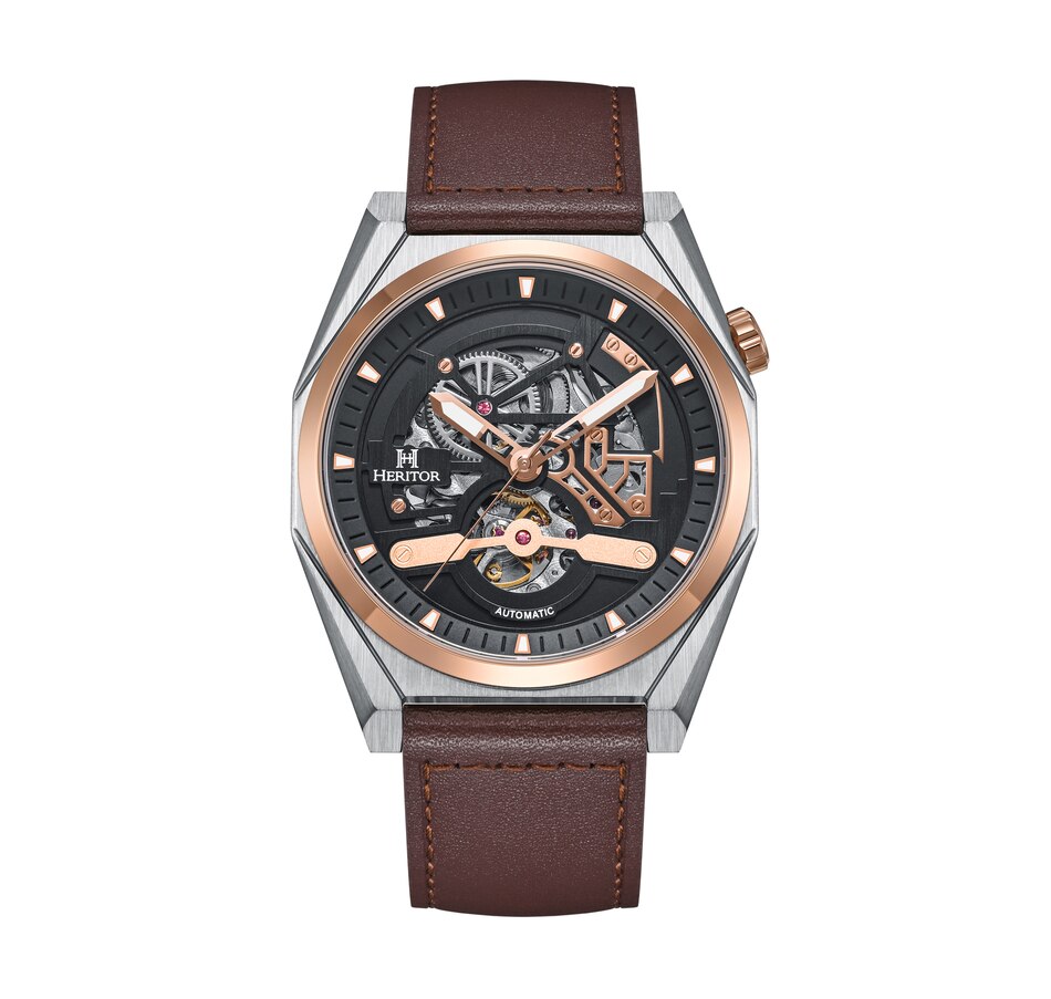 Image 881201_ST04.jpg, Product 881-201 / Price $163.66, Heritor Automatic Amadeus Semi-Skeleton Leather-Band Watch from Heritor on TSC.ca's Jewellery department