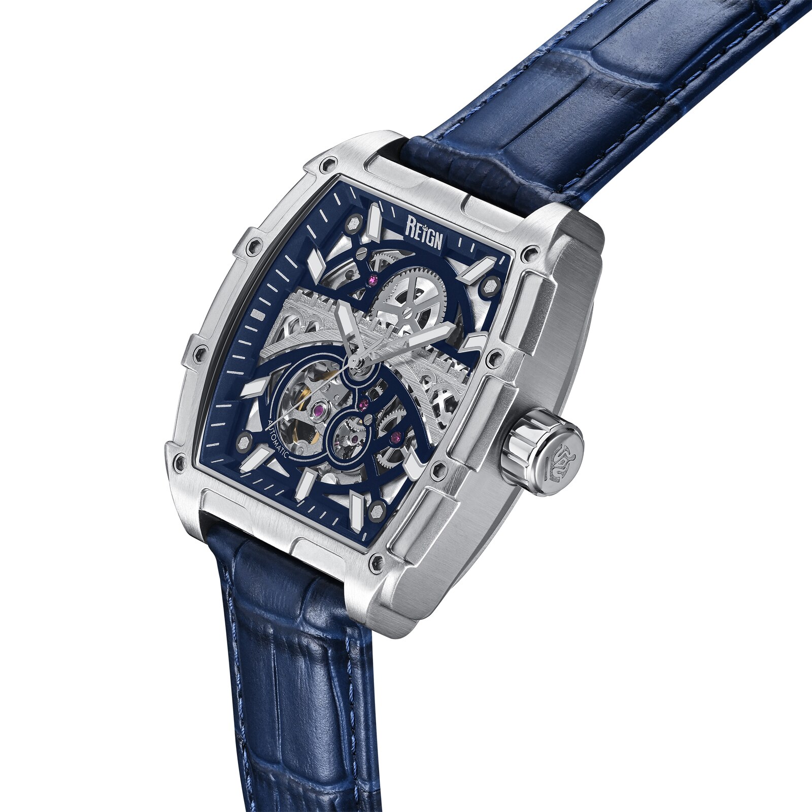 Jewellery Watches Reign Olympia Automatic Semi Skeleton Leather Band Watch TSC Online Shopping for Canadians