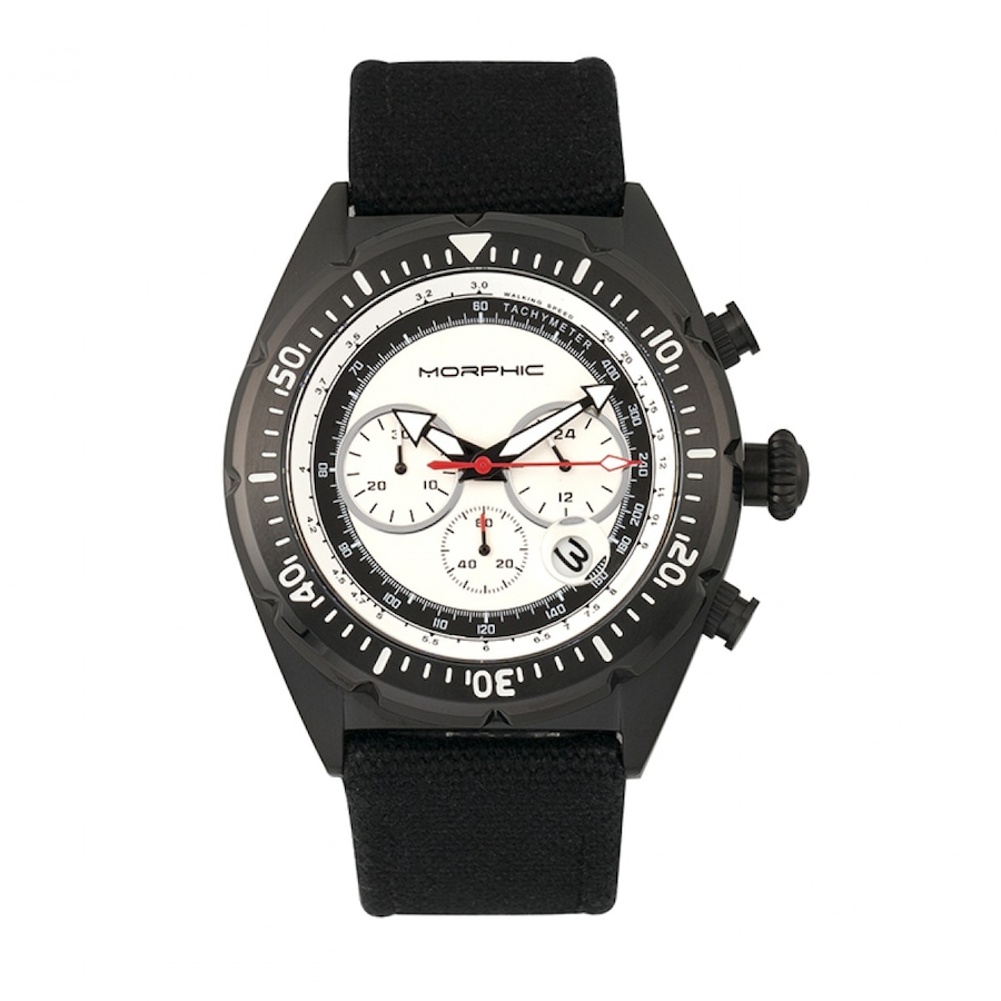 Image 881238_ST01.jpg, Product 881-238 / Price $144.87, Morphic M53 Series Chronograph Fiber-Weaved Leather-Band Watch w/Date from Morphic on TSC.ca's Jewellery department