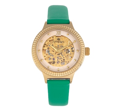 Empress Alice Automatic MOP Skeleton Dial Leather-Band Watch