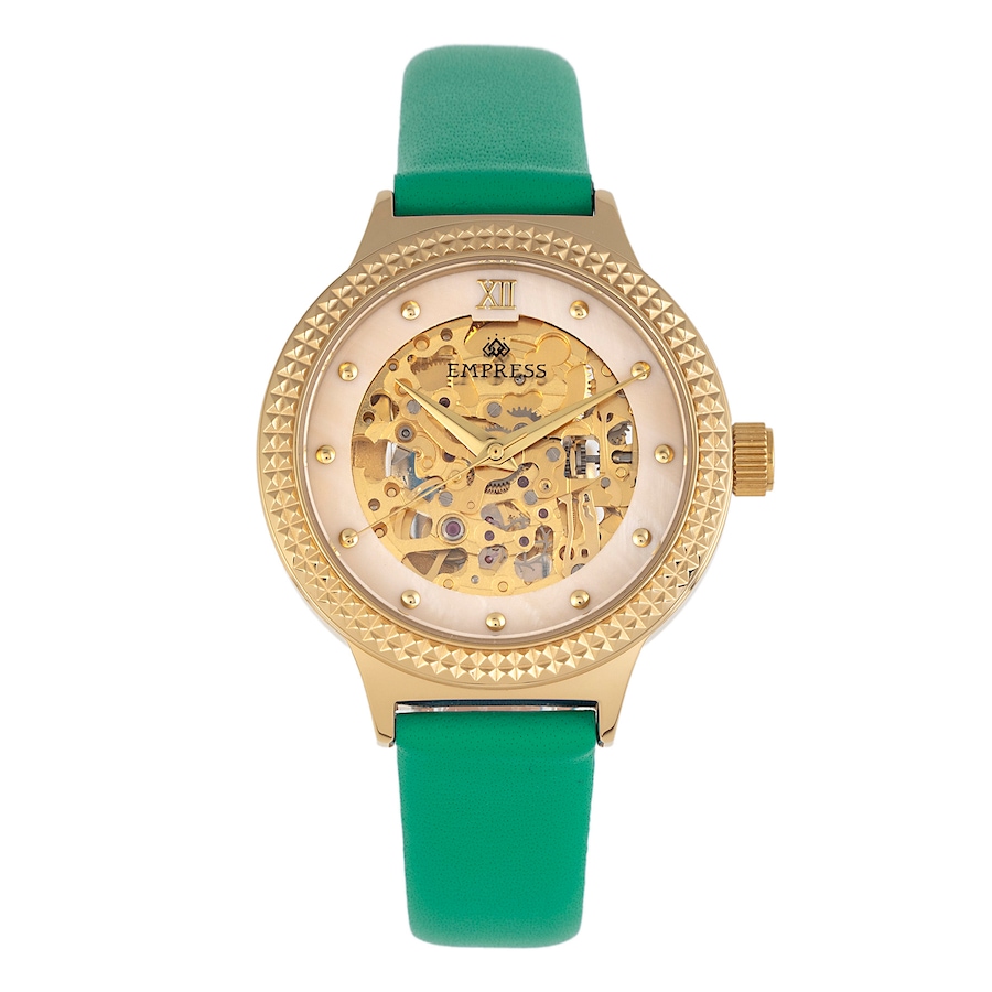 Image 881239_ST01.jpg, Product 881-239 / Price $160.59, Empress Alice Automatic MOP Skeleton Dial Leather-Band Watch from Empress on TSC.ca's Jewellery department