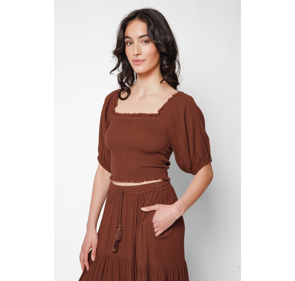 Image 881305_ALTMORE19.jpg, Product 881-305 / Price $73.00, Miami Boho Smocked Crop Top from Koy Resort on TSC.ca's Fashion department