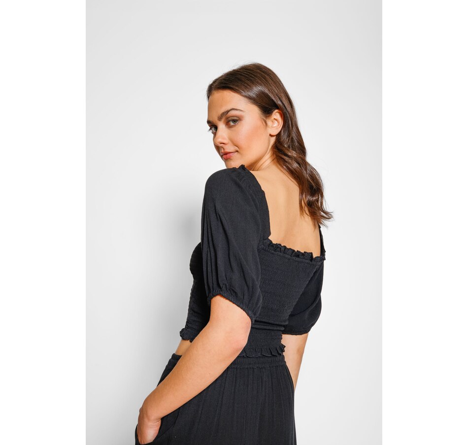 Image 881305_ALTMORE2.jpg, Product 881-305 / Price $73.00, Miami Boho Smocked Crop Top from Koy Resort on TSC.ca's Fashion department