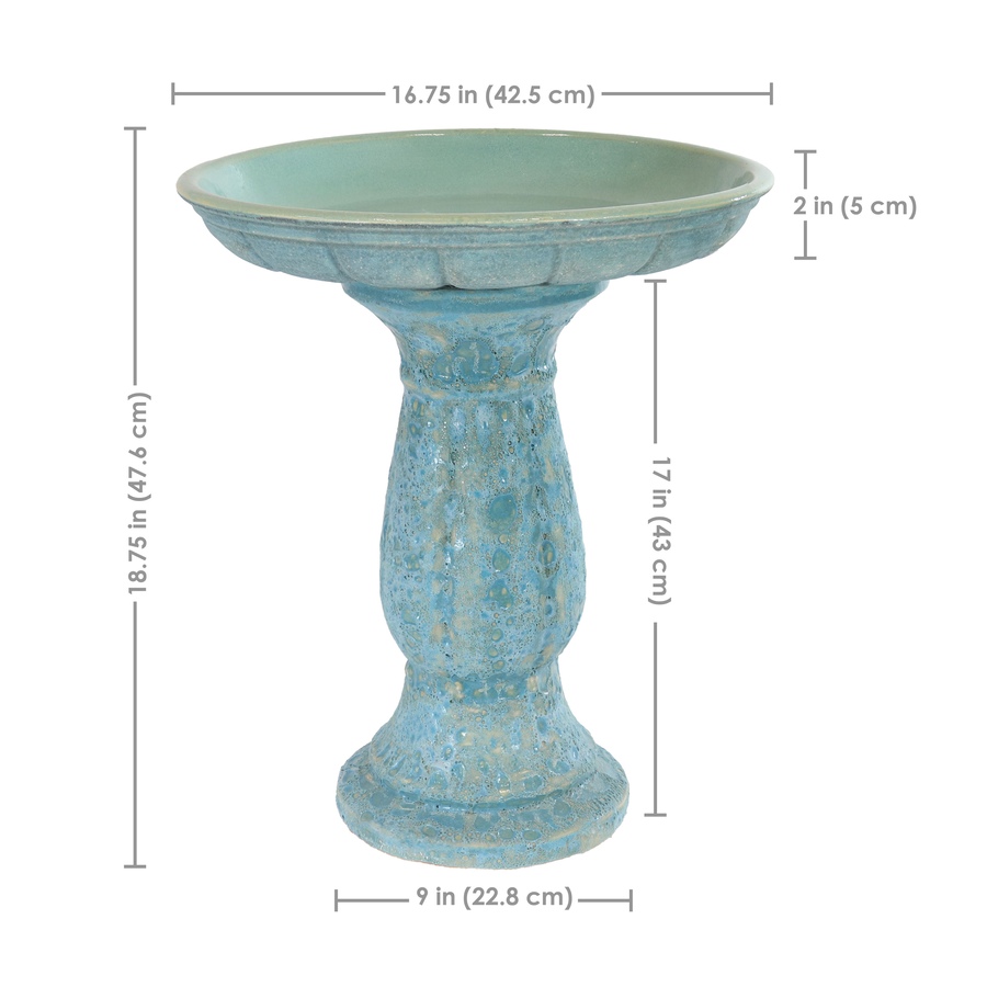 Image 881428_ALTMORE3.jpg, Product 881-428 / Price $294.55, Avignon Ceramic Bird Bath - Blue Distressed Lava from Sunnydaze Décor on TSC.ca's Home & Garden department