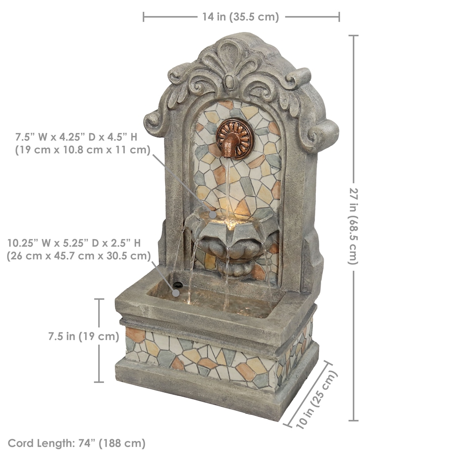Image 881432_ALTMORE3.jpg, Product 881-432 / Price $415.35, Enchanting Estate Polyresin Outdoor Wall Fountain from Sunnydaze Décor on TSC.ca's Home & Garden department