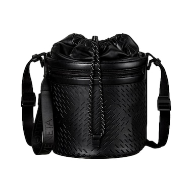 Bottega Veneta Perforated Black Leather Drawstring Bucket Crossbody Bag