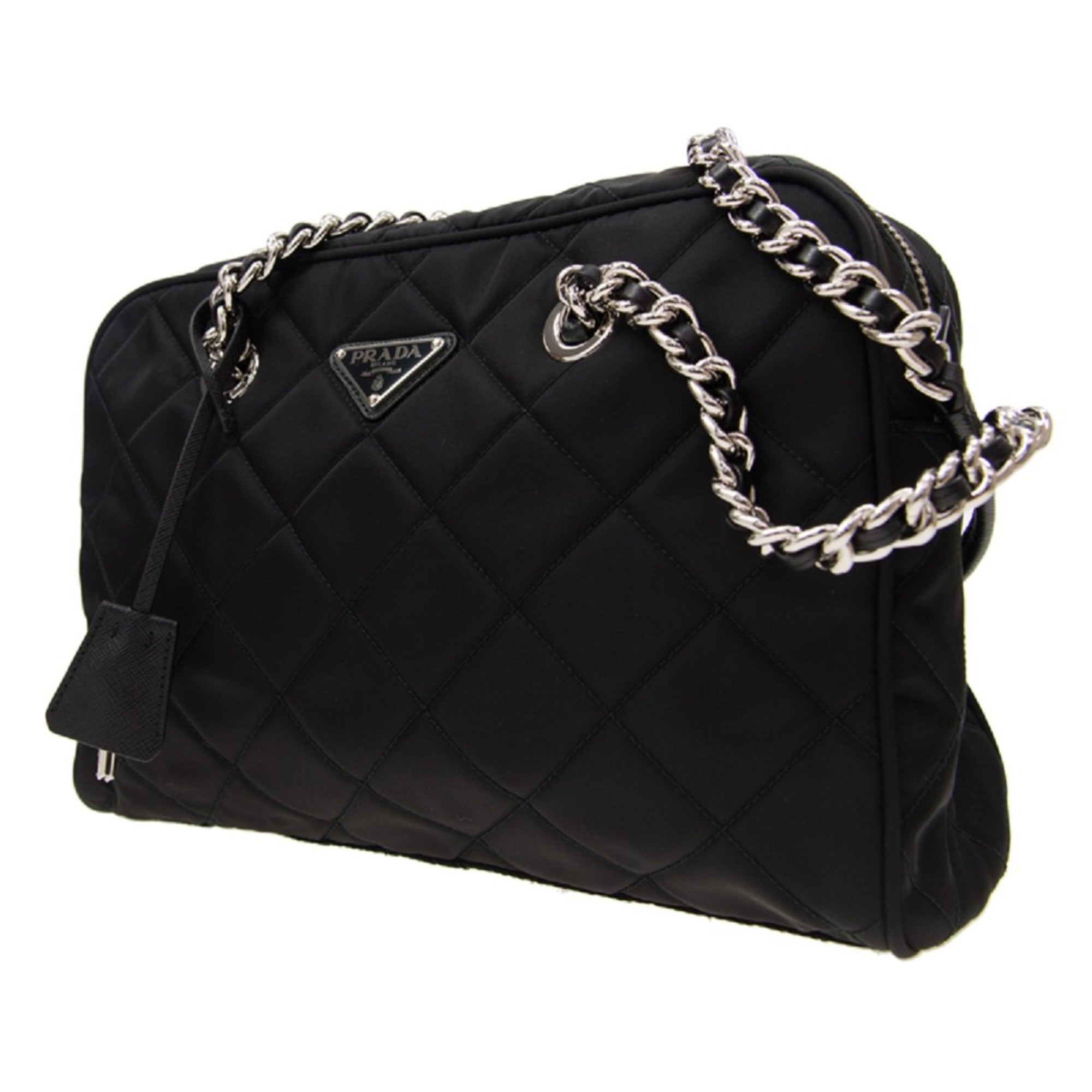 Prada Black Tessuto Nylon Quilted Shoulder Handbag - TSC.ca