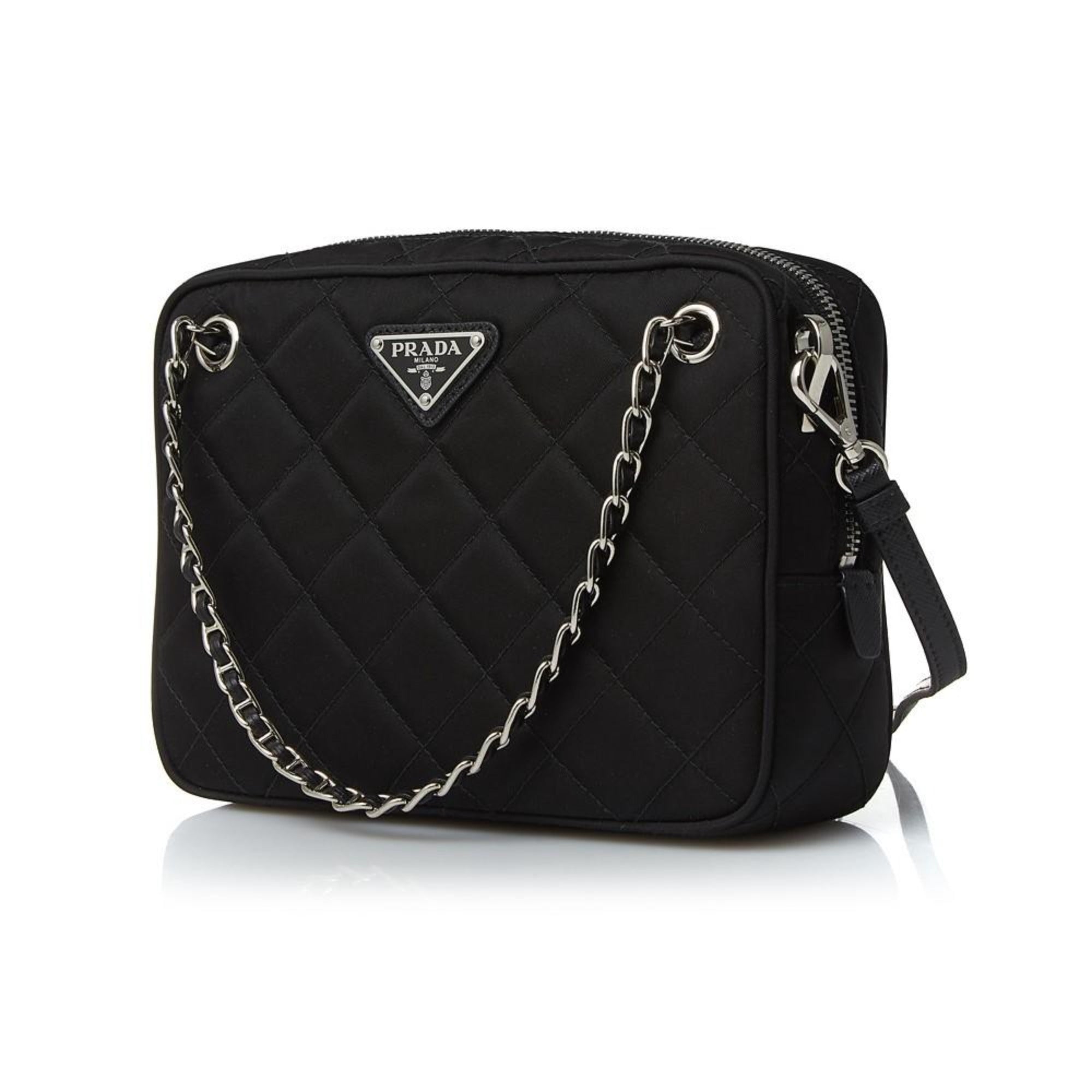 Prada triangle logo nylon camera bag sale