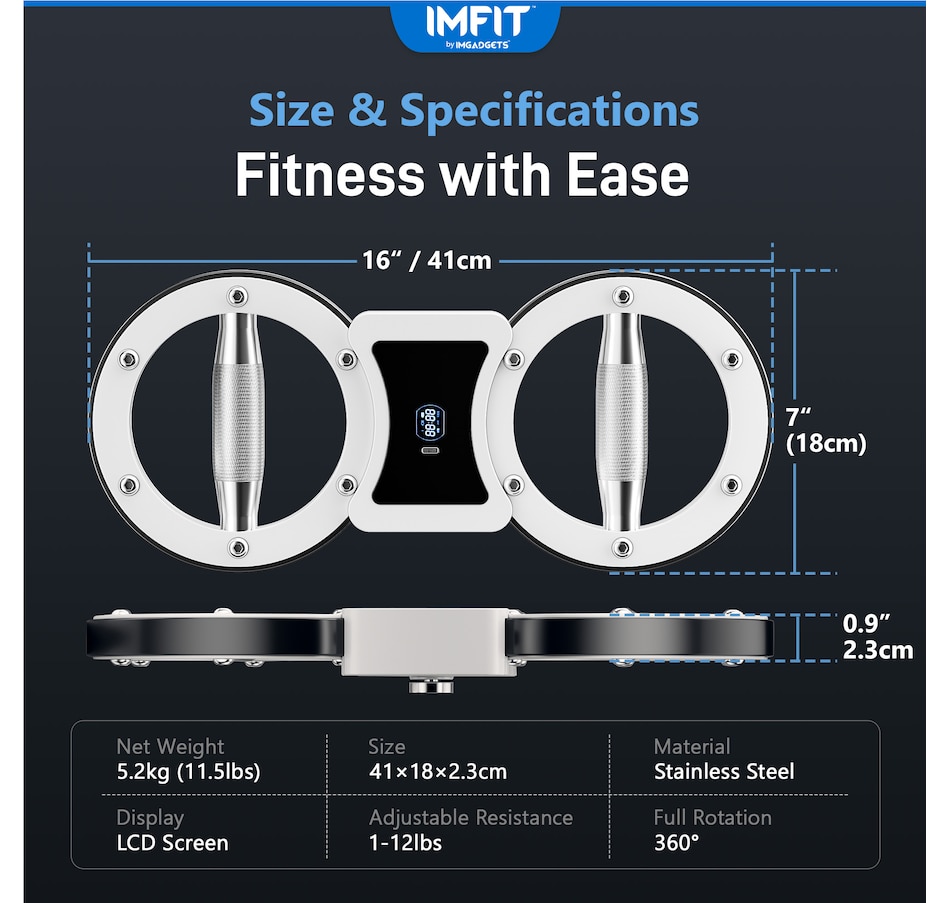 Image 886799_ALTMORE6.jpg, Product 886-799 / Price $99.99, IMFIT SpinGear Multifunctional Rotator Machine | Dual-Arm Design | Adjustable Resistance (1-12lbs) | 360-Degree Rotation | Anti-Slip Workout Handles | Real-Time Tracking | Durable Stainless Steel | Compact & Portable | LCD Display from IMFIT on TSC.ca's Health & Fitness department