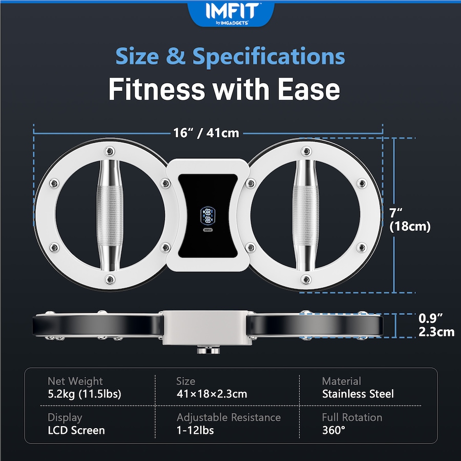 Image 886799_ALTMORE6.jpg, Product 886-799 / Price $208.99, IMFIT SpinGear Multifunctional Rotator Machine | Dual-Arm Design | Adjustable Resistance (1-12lbs) | 360-Degree Rotation | Anti-Slip Workout Handles | Real-Time Tracking | Durable Stainless Steel | Compact & Portable | LCD Display from IMFIT on TSC.ca's Health & Fitness department