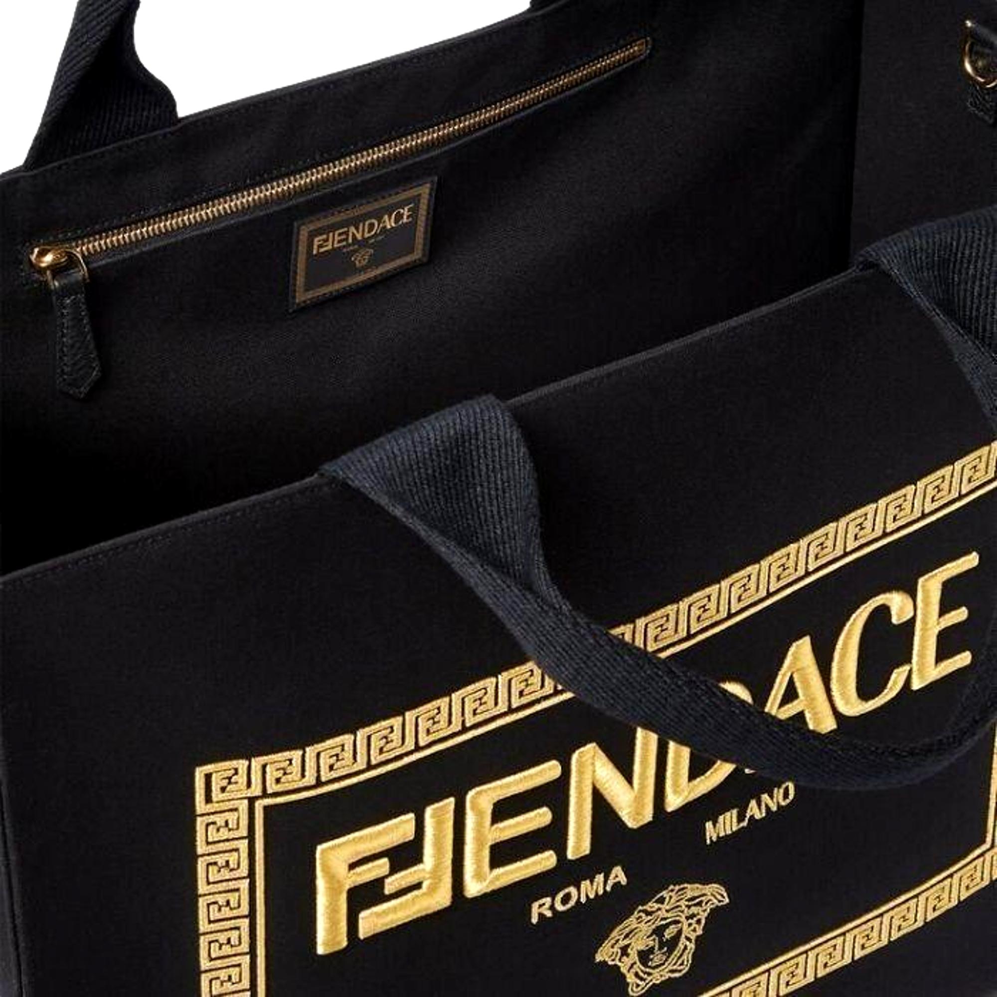 Clothing & Shoes - Handbags - Fendi x Versace Fendace Black Canvas 
