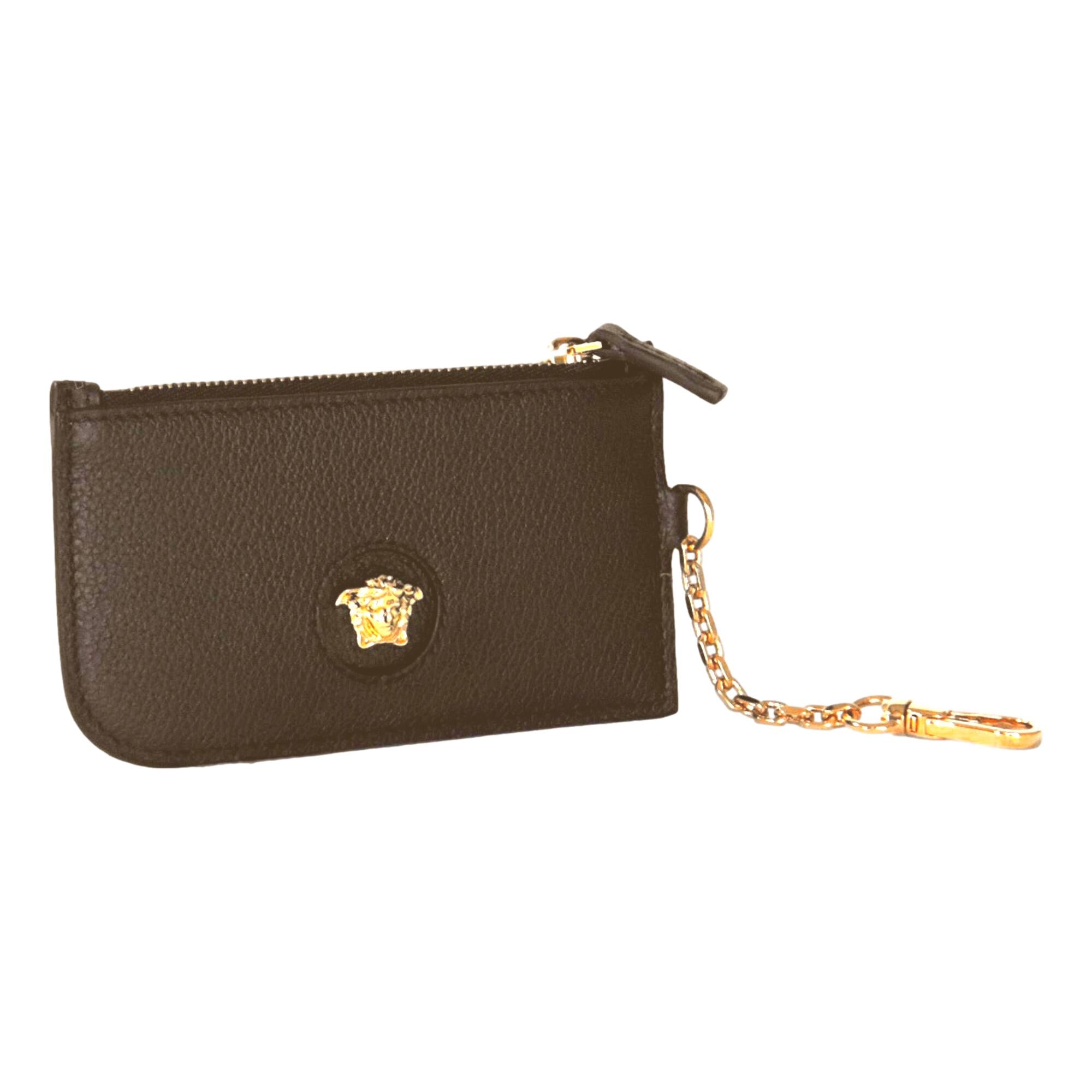 Versace La Medusa Khaki Vitello Card Case Key Chain - TSC.ca