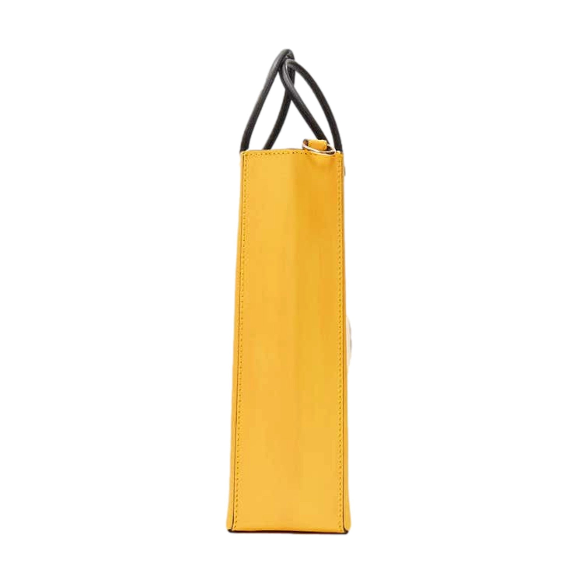 Fendi Roma 2Way Embossed Yellow Leather Crossbody Shopping Tote
