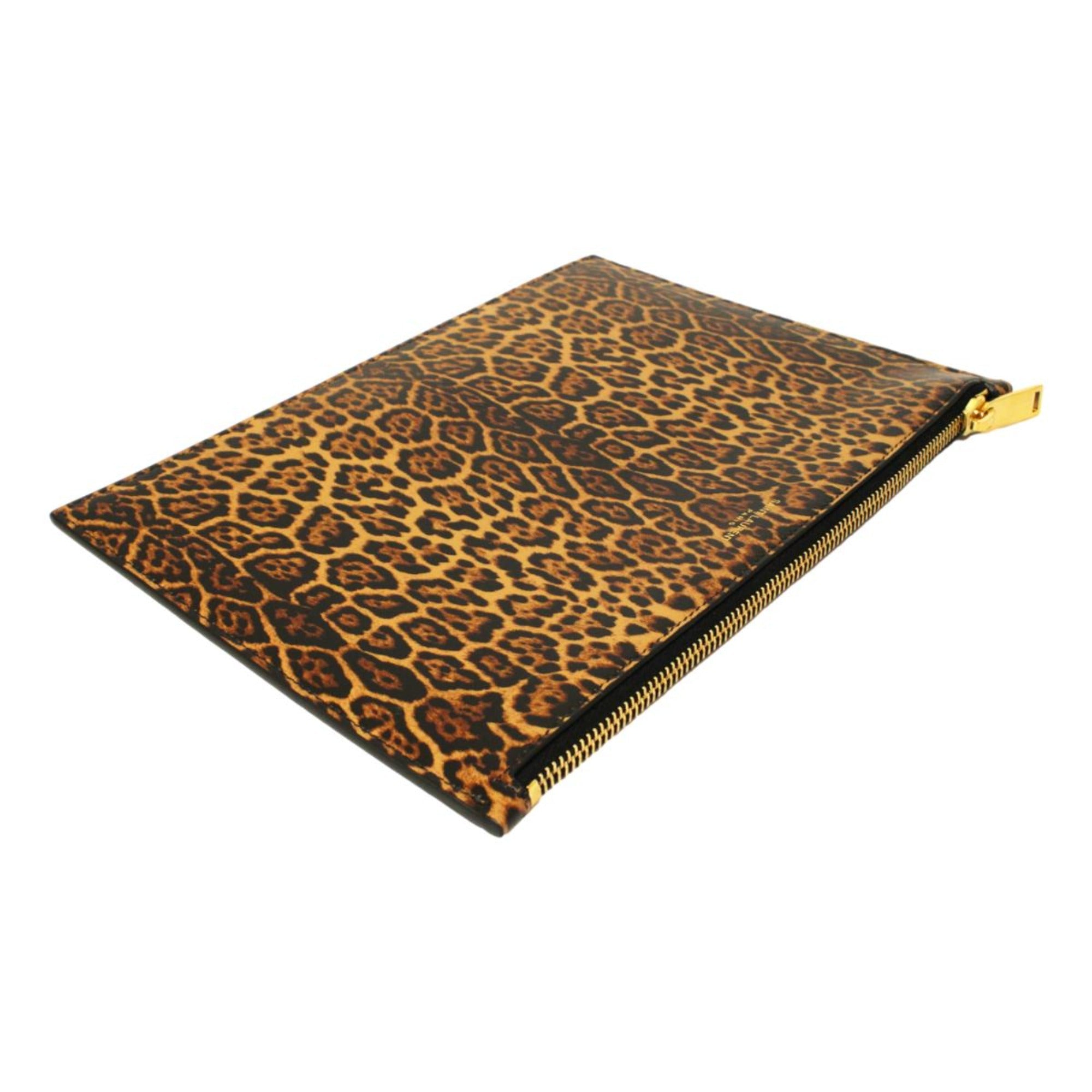 Saint Laurent Leopard Printed Calfskin Leather Medium Pouch - TSC.ca