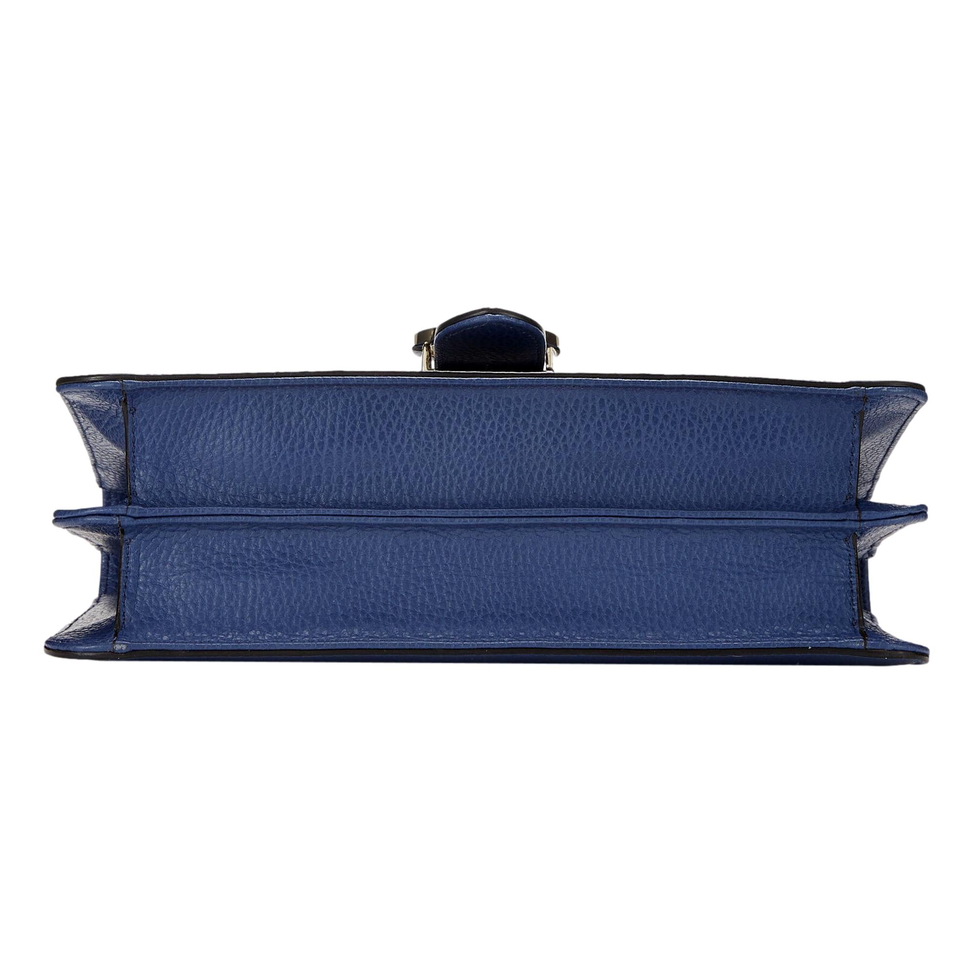 Gucci Dollar Interlocking GG Blue Leather Medium Chain Shoulder