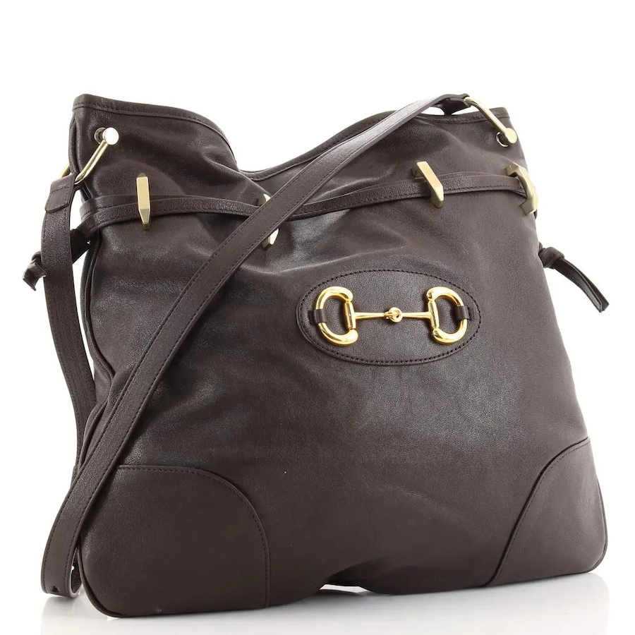 Image 889589_ALTMORE3.jpg, Product 889-589 / Price $3,498.00, Gucci 1955 Morsetto Large Leather Horsebit Drawstring Brown Bucket Bag from Gucci on TSC.ca's Fashion department