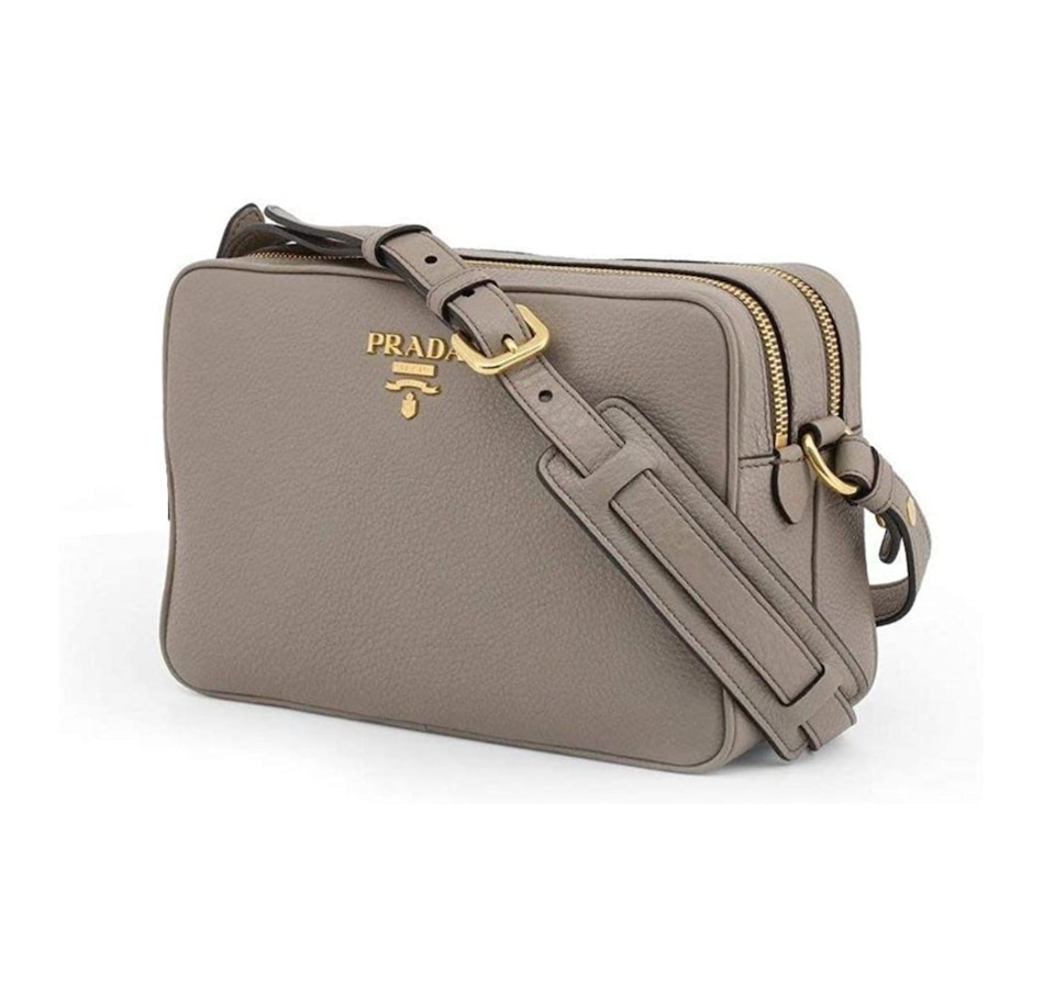 Image 889608_ALTMORE13.jpg, Product 889-608 / Price $3,896.00, Prada Argilla Grey Vitello Phenix Leather Double Zip Cross Body Bag from Prada on TSC.ca's Fashion department