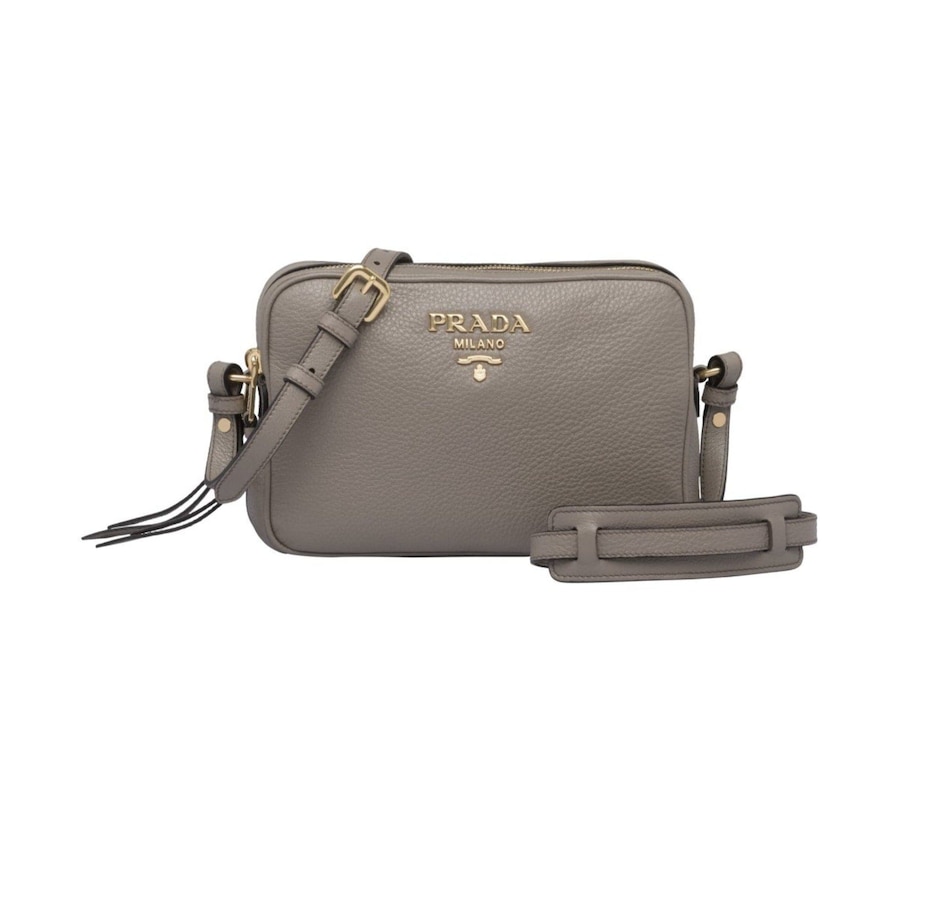 Image 889608_ALTMORE14.jpg, Product 889-608 / Price $3,896.00, Prada Argilla Grey Vitello Phenix Leather Double Zip Cross Body Bag from Prada on TSC.ca's Fashion department