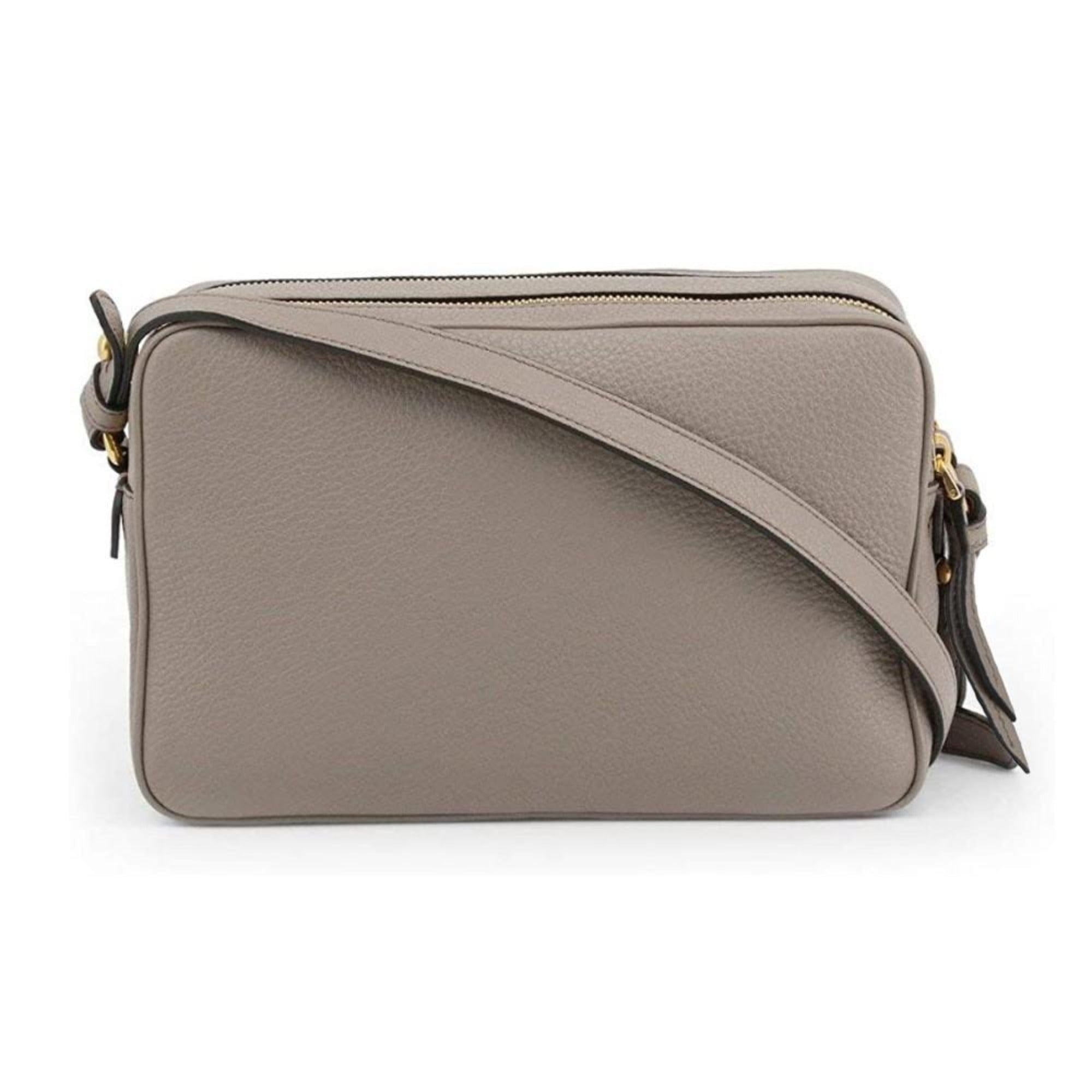 Prada Argilla Grey Vitello Phenix Leather Double Zip Cross Body