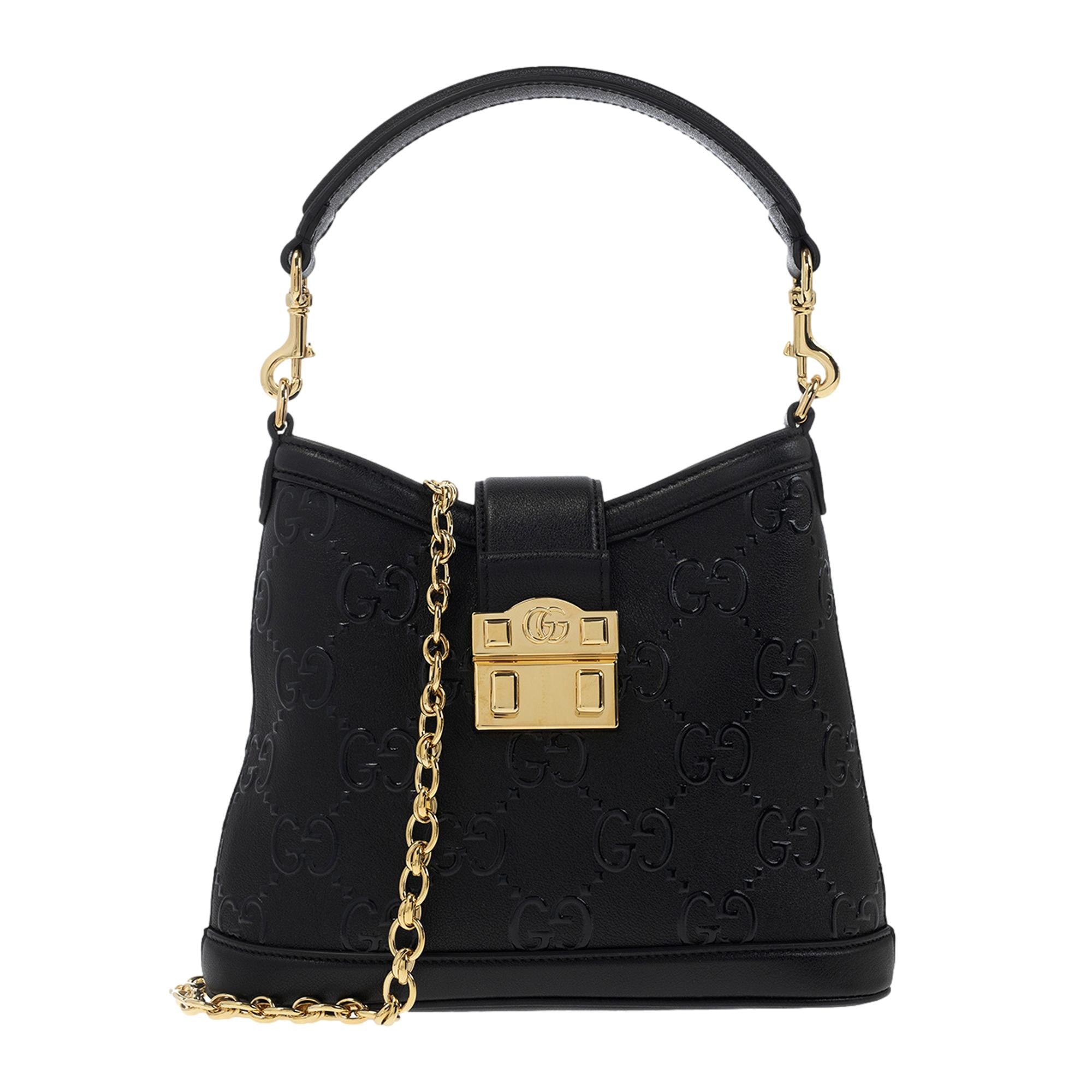 Black gucci crossbody with gold chain sale