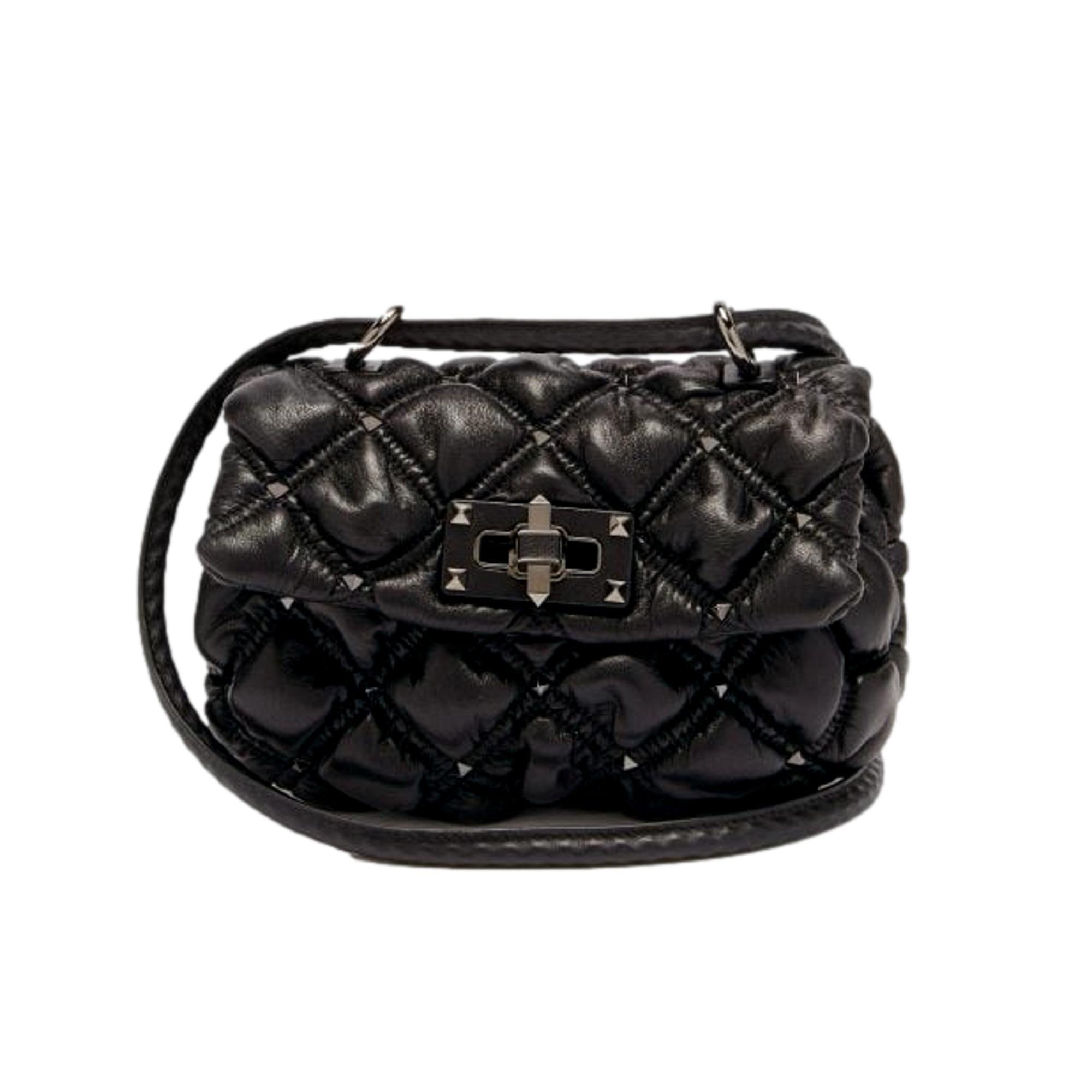 Black studded leather bag best sale