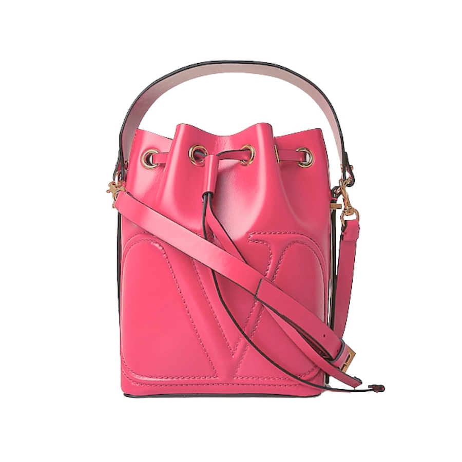 Image 889712_ST01.jpg, Product 889-712 / Price $2,775.00, Valentino Garavani VLogo Walk Bucket Bag Pink Calf Leather Crossbody from Valentino Garavani on TSC.ca's Fashion department