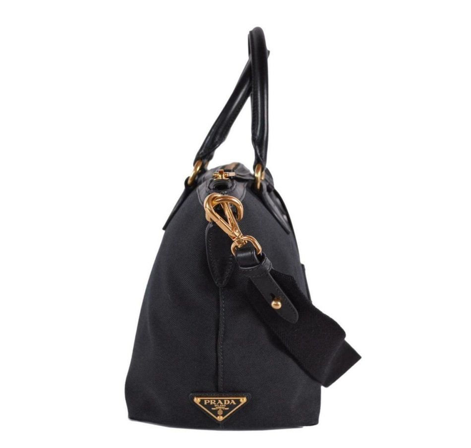 Prada Logo Jacquard Black Canvas Satchel Crossbody