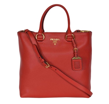 Prada Vitello Phenix Red Leather Shopping Tote
