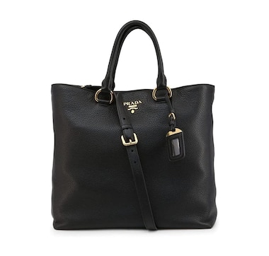 Prada Black Vitello Phenix Leather Shopping Tote Bag