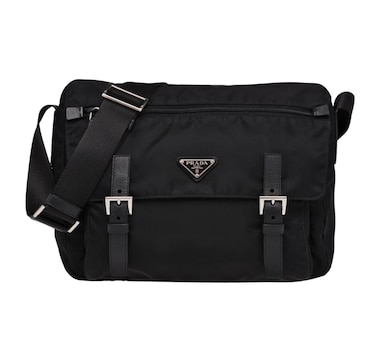 Prada Black Nylon Triangle Logo Messenger Bag
