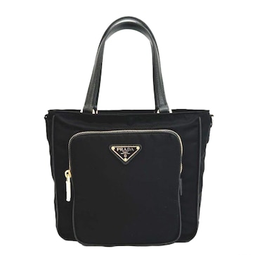Prada Black Tessuto Nylon Saffiano Leather Crossbody Satchel Bag