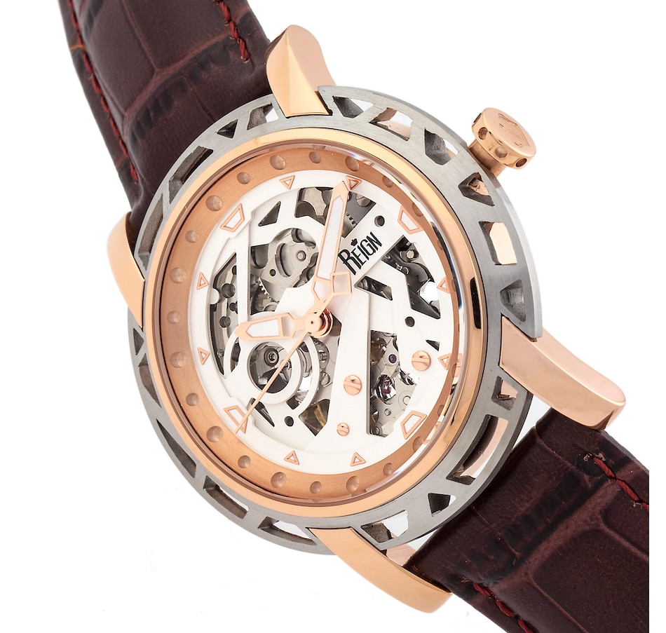 Image 889866_ALTMORE11.jpg, Product 889-866 / Price $207.66, Reign Stavros Automatic Skeleton Leather-Band Watch from Reign on TSC.ca's Jewellery department