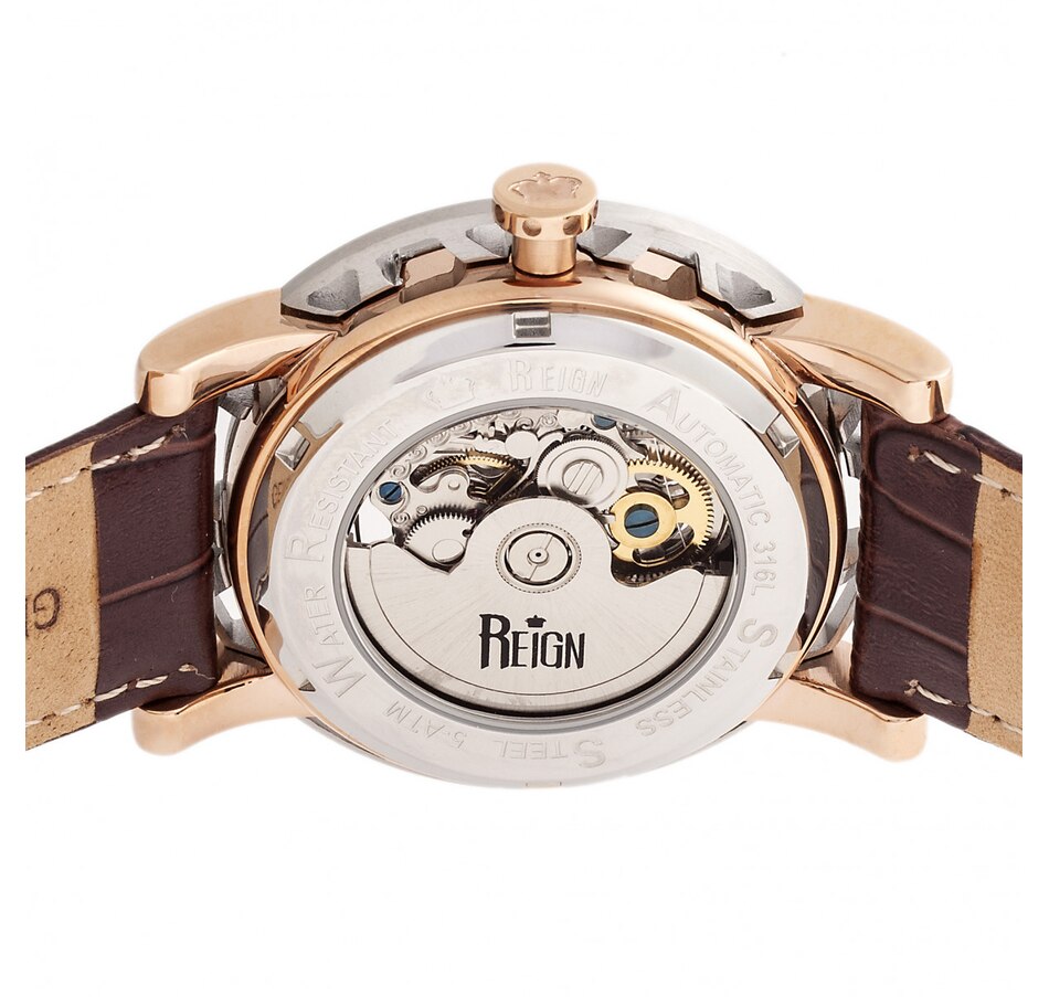 Image 889866_ALTMORE12.jpg, Product 889-866 / Price $207.66, Reign Stavros Automatic Skeleton Leather-Band Watch from Reign on TSC.ca's Jewellery department