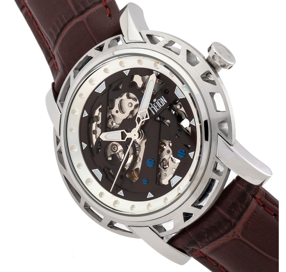 Image 889866_ALTMORE8.jpg, Product 889-866 / Price $207.66, Reign Stavros Automatic Skeleton Leather-Band Watch from Reign on TSC.ca's Jewellery department