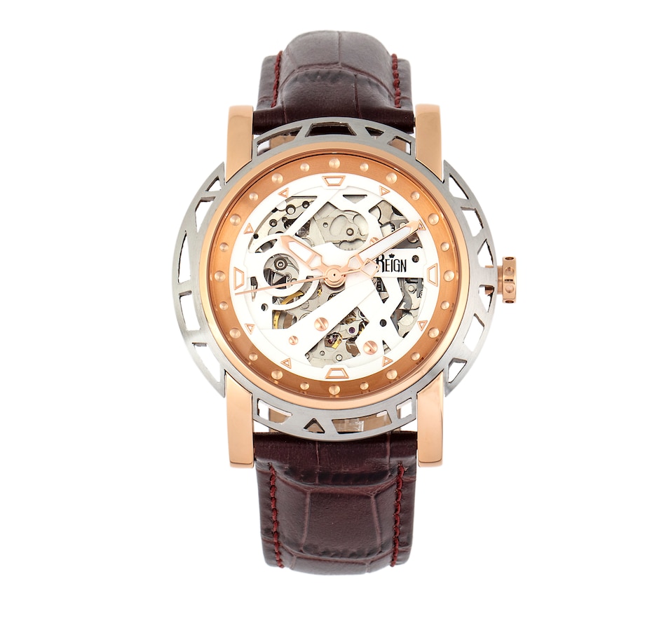Image 889866_ST04.jpg, Product 889-866 / Price $207.66, Reign Stavros Automatic Skeleton Leather-Band Watch from Reign on TSC.ca's Jewellery department