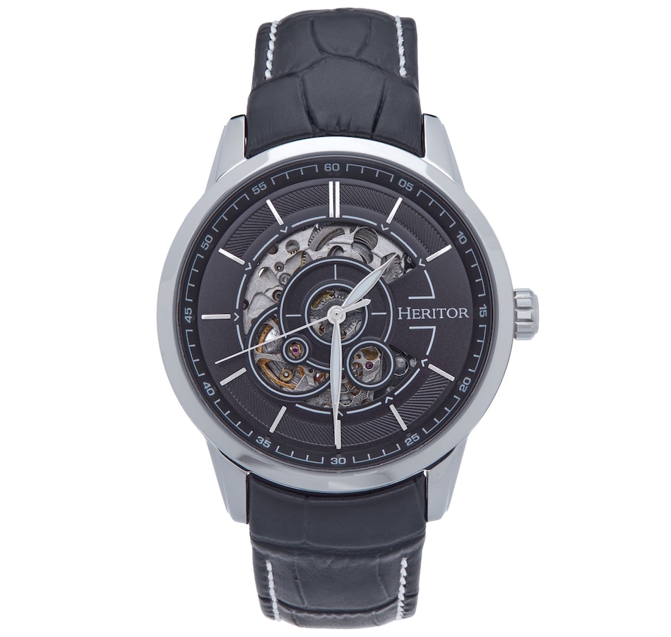 Image 889872_ST04.jpg, Product 889-872 / Price $143.05 - $152.74, Heritor Automatic Davies Semi-Skeleton Leather-Band Watch from Heritor on TSC.ca's Jewellery department