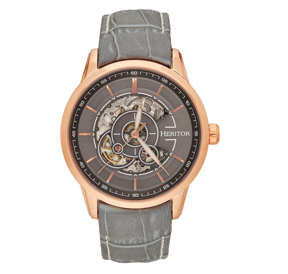 Image 889872_ST05.jpg, Product 889-872 / Price $143.05 - $152.74, Heritor Automatic Davies Semi-Skeleton Leather-Band Watch from Heritor on TSC.ca's Jewellery department