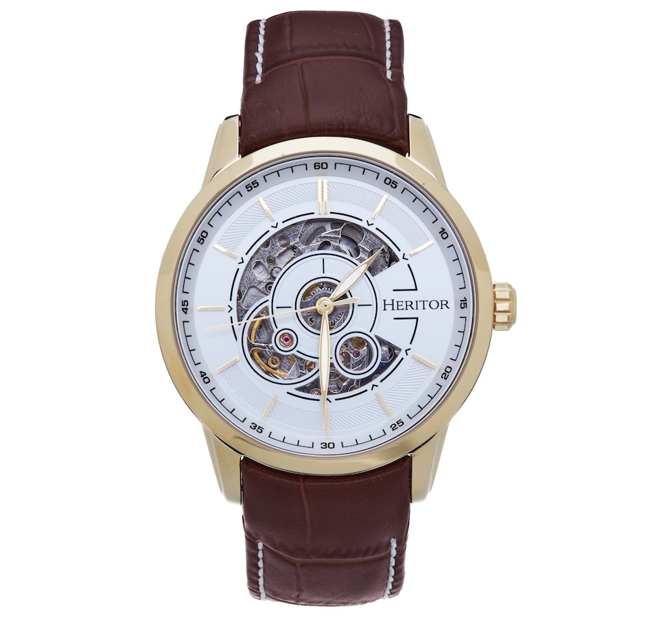 Image 889872_ST06.jpg, Product 889-872 / Price $143.05 - $152.74, Heritor Automatic Davies Semi-Skeleton Leather-Band Watch from Heritor on TSC.ca's Jewellery department