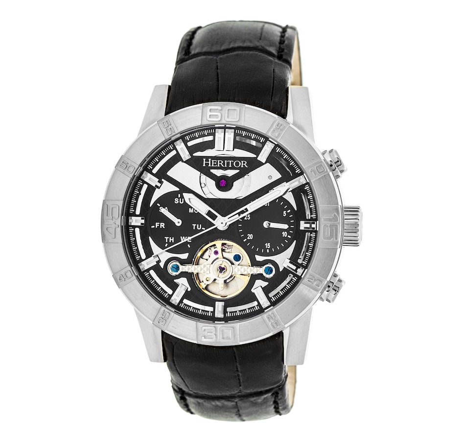 Image 889874_ST04.jpg, Product 889-874 / Price $162.30 - $162.31, Heritor Automatic Hannibal Semi-Skeleton Leather-Band Watch from Heritor on TSC.ca's Jewellery department