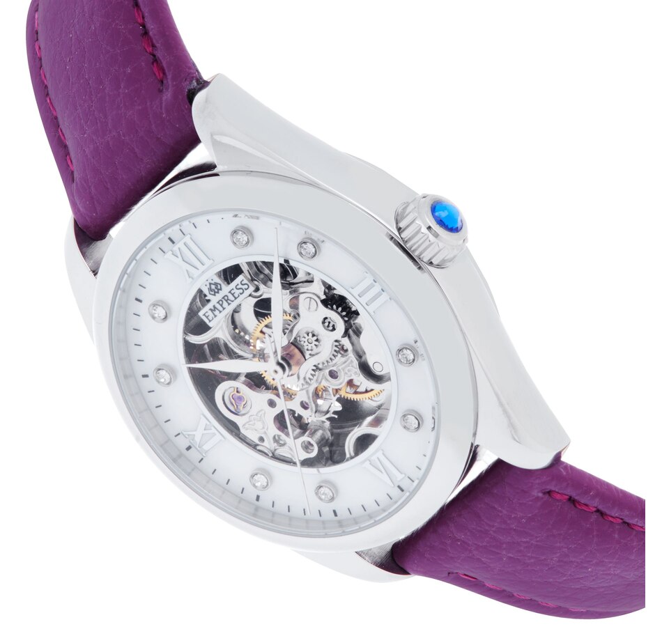 Image 889886_ALTMORE5.jpg, Product 889-886 / Price $163.04, Empress Magnolia Automatic MOP Skeleton Dial Leather-Band Watch from Empress on TSC.ca's Jewellery department