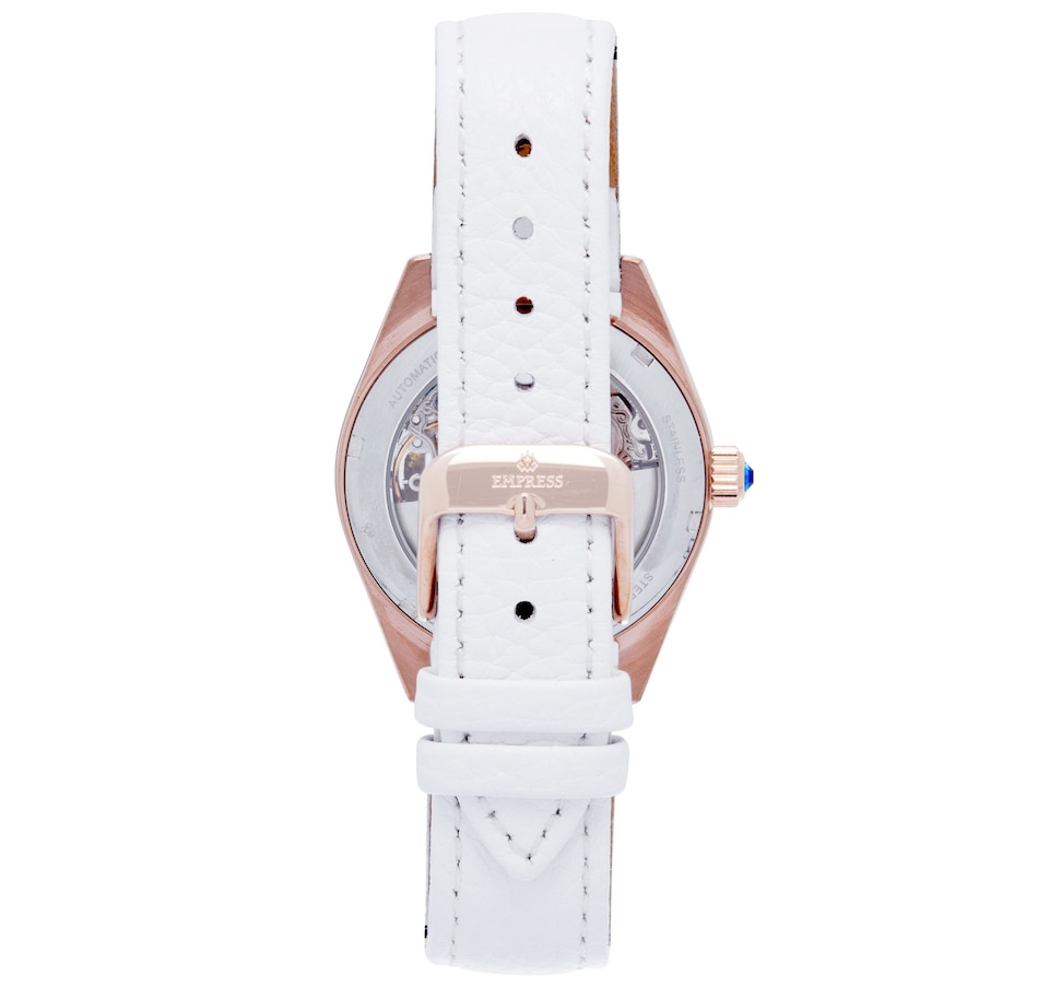 Image 889886_ALTMORE7.jpg, Product 889-886 / Price $163.04, Empress Magnolia Automatic MOP Skeleton Dial Leather-Band Watch from Empress on TSC.ca's Jewellery department