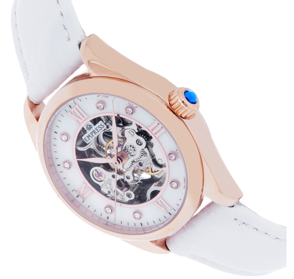 Image 889886_ALTMORE8.jpg, Product 889-886 / Price $163.04, Empress Magnolia Automatic MOP Skeleton Dial Leather-Band Watch from Empress on TSC.ca's Jewellery department