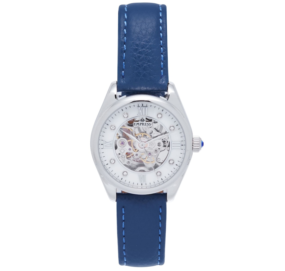 Image 889886_ST01.jpg, Product 889-886 / Price $163.04, Empress Magnolia Automatic MOP Skeleton Dial Leather-Band Watch from Empress on TSC.ca's Jewellery department