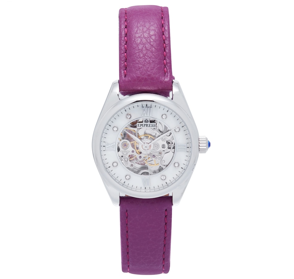 Image 889886_ST02.jpg, Product 889-886 / Price $163.04, Empress Magnolia Automatic MOP Skeleton Dial Leather-Band Watch from Empress on TSC.ca's Jewellery department